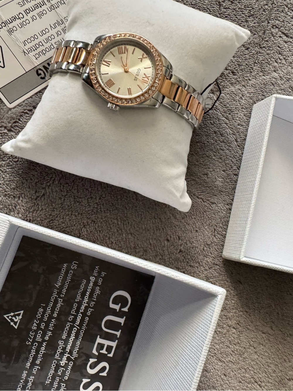 GUESS MINI LUNA 30mm Two-Tone Rhinestone Watch – Brand New in Box